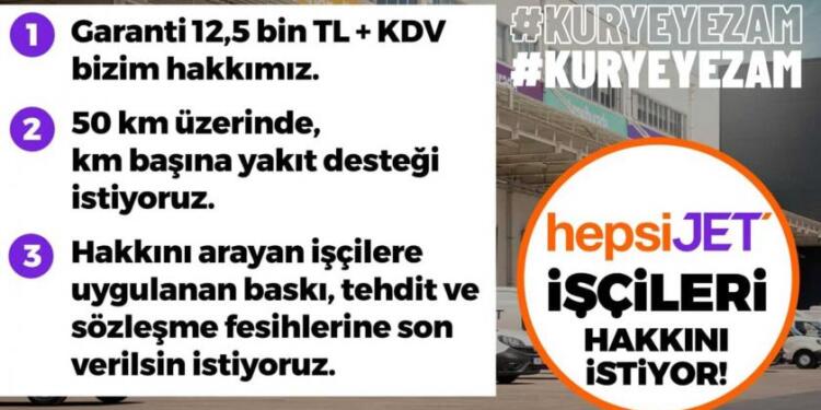 Hepsi-Jet kuryeleri: Yöneticiler istifa zorlayarak tehdit ediyor