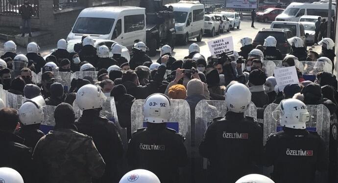 ATK önündeki nöbete polis ablukası