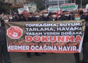 Halk mermer ocağı toplantısına izin vermedi