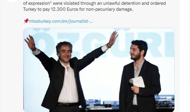 Türkiye’ye AİHM cezası: Deniz Yücel’e 13 bin 300 euro tazminat ödeyecek