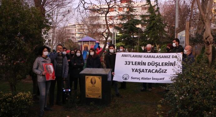 Ece Dinç’in anıtına saldırı Moda Parkı’nda protesto edildi
