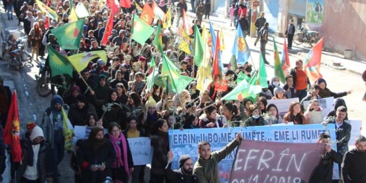 Rojava halkı Efrîn’e saldırıyı protesto etti