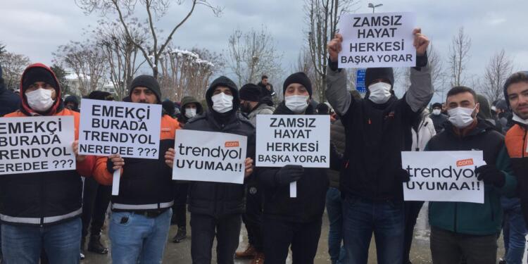Trendyol işçileri eylemlerinin 2’inci gününde: Zamsız hayat herkesi başka yorar