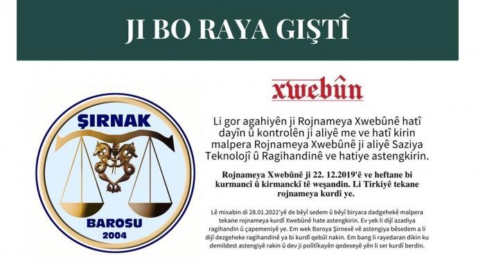 Şırnak Barosu: Kürtçe üzerindeki yasakçı politikalardan vazgeçin