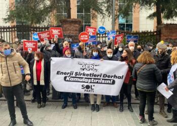 SOL Parti üyeleri yüksek elektrik faturalarını protesto etti