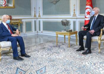 Raşid el-Gannuşi (solda) Kays Said (sağda)