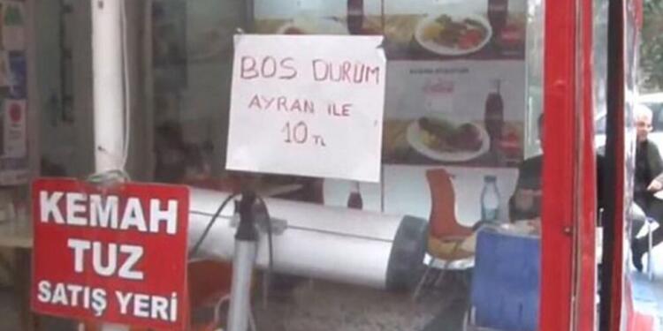 Boş tost ve boş baklavadan sonra boş dürüm de satılmaya başladı