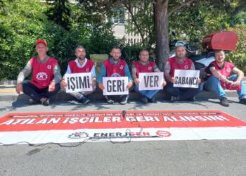 Enerji işçileri Sabancı kuleleri önünde nöbetlerine devam ediyor