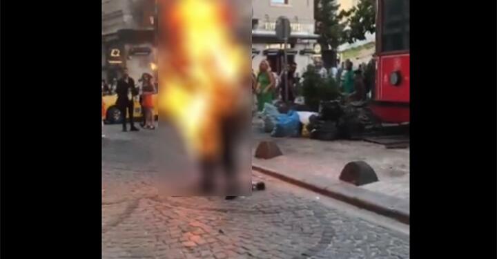 Galata Kulesi’nin önü: Tekbir getirip kendini yaktı