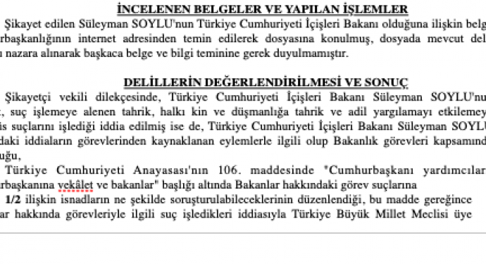 Soylu hakkındaki suç duyurusu işleme bile koyulmadı