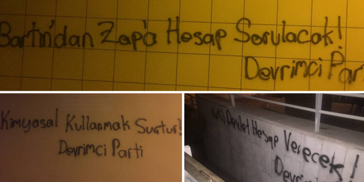 Devrimci Parti duvar yazılamalarıyla kimyasala tepki gösterdi