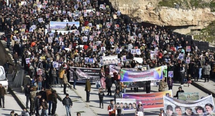 Efrîn’e saldırının 5’inci yılında Halep’te yürüyüş yapıldı