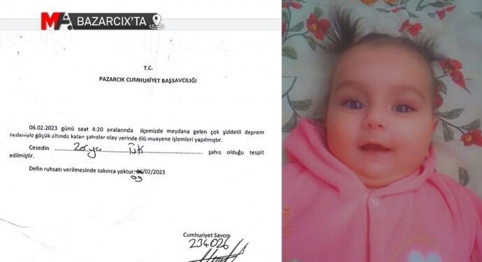 Zerya bebeğin ölüm tarihi değiştirildi: 9 Şubat deprem gününe çekildi