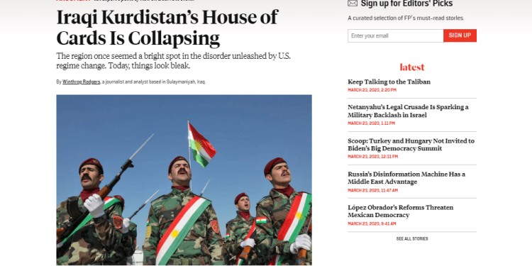 Foreign Policy: Federe Kurdistan ‘kartondan bir ev’