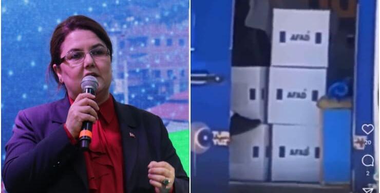 Halk yardım beklerken AFAD’ın yardım kolileri, Bakan Yanık’ın seçim otobüsünden çıktı