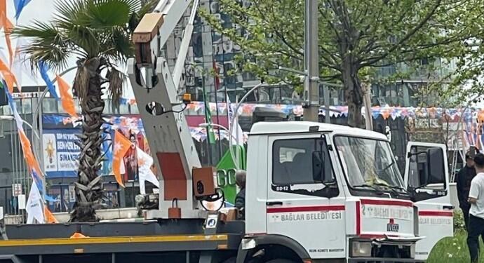 Gasp edilen belediyenin aracıyla AKP’ye hizmet