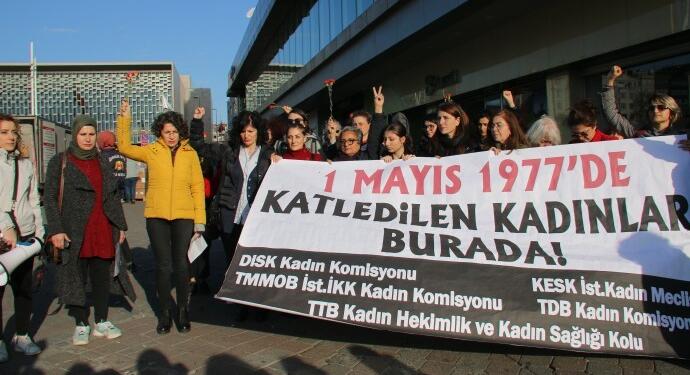 Taksim’de, 1 Mayıs’ta katledilen kadınlar için anma