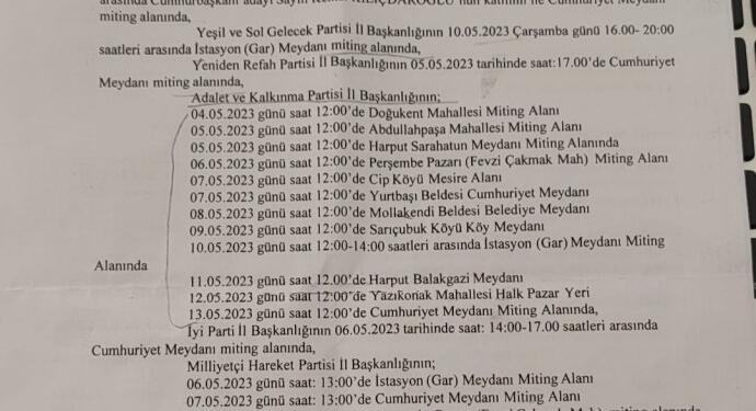 AKP, Xarpêt’te 13 Mayıs’a kadar tüm meydanlara miting için başvurdu