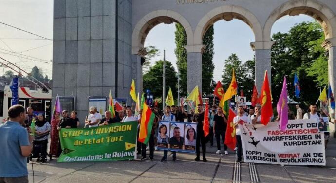 İsviçre’de Kürtler saldırılara karşı alanlardaydı