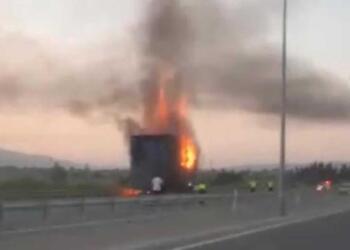 Manisa’da bir kamyonda yangın çıktı: Bin 500 tavuk öldü