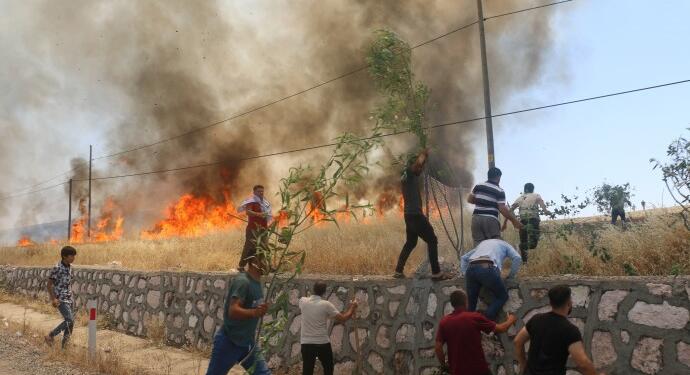 Êlih’te 100 dönümlük buğday tarlası küle döndü