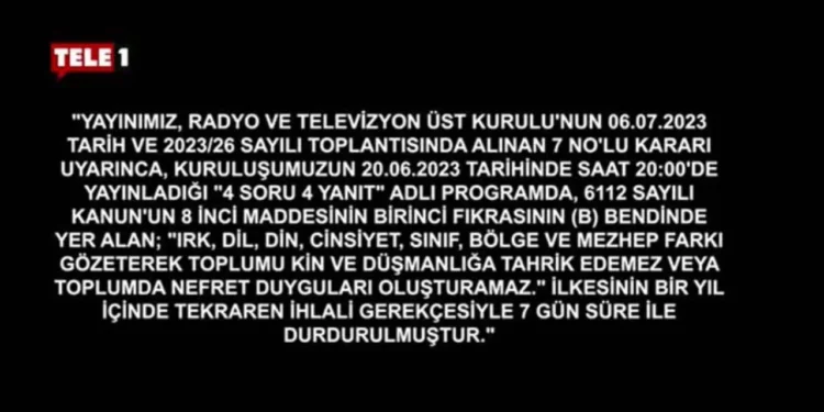 Abdullah Öcalan’a yönelik tecrit eleştirilmişti: TELE1’in ekranı karartıldı