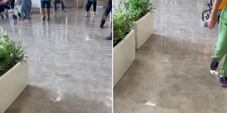 Yağış Defne Devlet Hastanesi’ni sular altında bıraktı