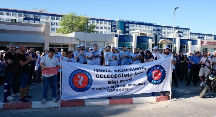 Ege Üniversitesi Hastanesi çalışanları iş bıraktı