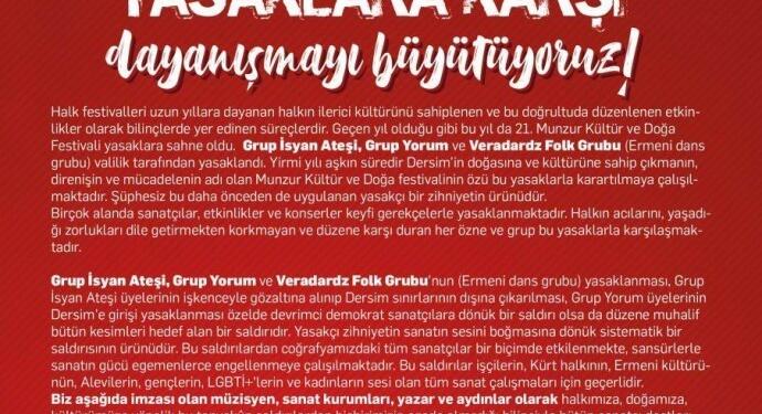 Munzur Festivali’ne getirilen yasaklara tepki
