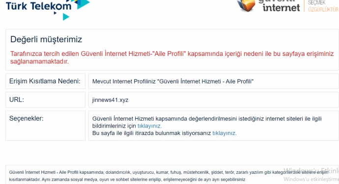 TürkTelekom JINNEWS’e engel: ‘Aile Profiline’ uymuyor