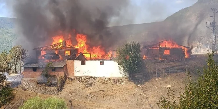 Kastamonu’da çıkan yangında 10 ev yandı