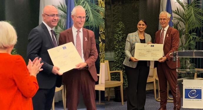 Uca ve Özsoy’a Avrupa Konseyi Onursal Ödülü verildi