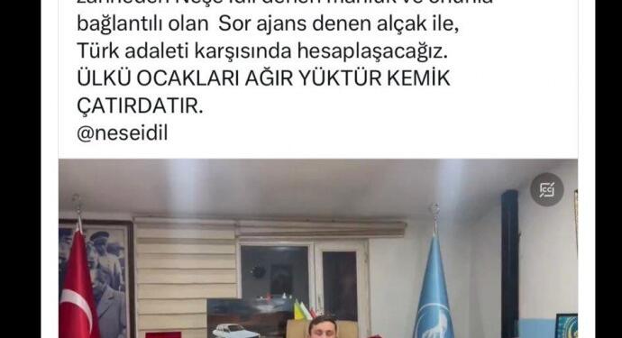 Ülkü Ocakları Başkanı’ndan gazeteci İdil’e ‘beyaz toroslu’ tehdit