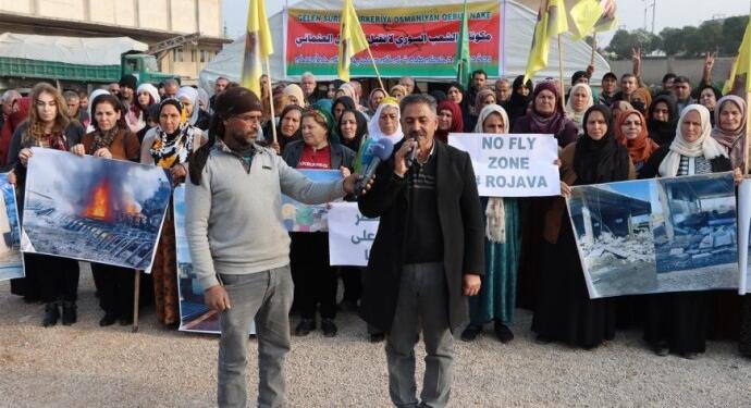 Qamişlo ve Eyn Îsa’da Türkiye saldırıları protesto edildi