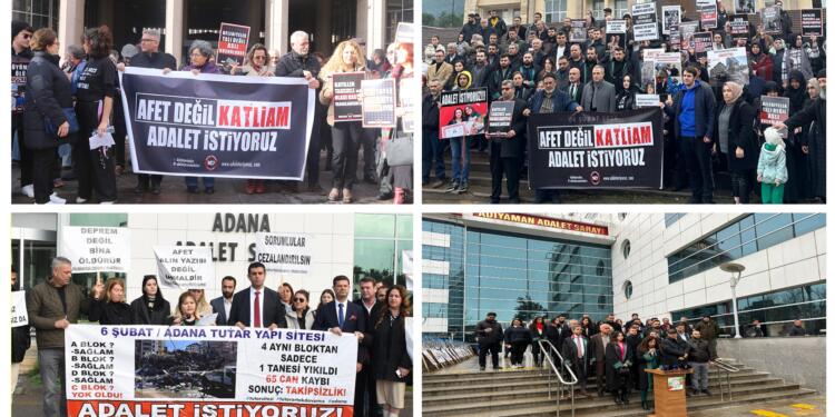 Adliye önlerinde ‘deprem’ nöbeti: Adalet istiyoruz