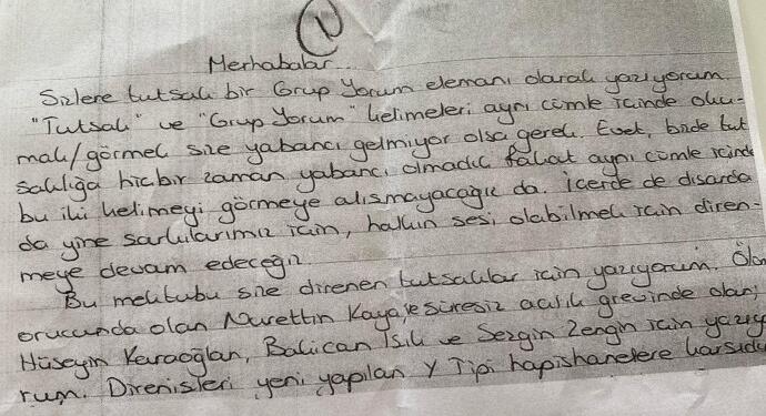 Ölüm orucunda olan tutsaklar hakkındaki mektup sansürlendi