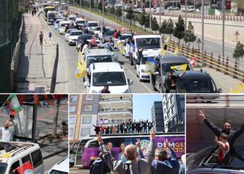 DEM Parti’nin Amed ve Êlih’te araç konvoyu mitinge dönüştü