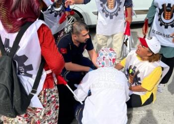 Grevdeki işçiler gözaltına alındı