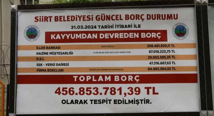 Sêrt kayyımı 457 milyona yakın borç bıraktı