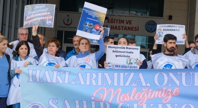 Hemşireler insanca çalışma için birçok kentte eylemde