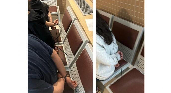 Gözaltına alınan gençler ters kelepçeyle adliyede bekletiliyor