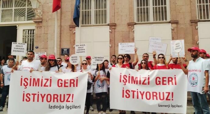 İşten çıkarılan İzBB işçileri oturma eylemine başlattı