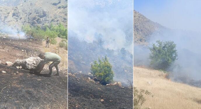 Alduş’da dün gece başlayan yangın devam ediyor