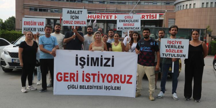 Çiğli Belediyesi işçilerinin CHP Genel Merkezi önündeki nöbeti sürüyor