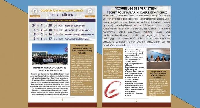 ÖHD’den Tecrit Bülteni: 24 yıl 7 ay 28 gündür tecrit uygulanıyor