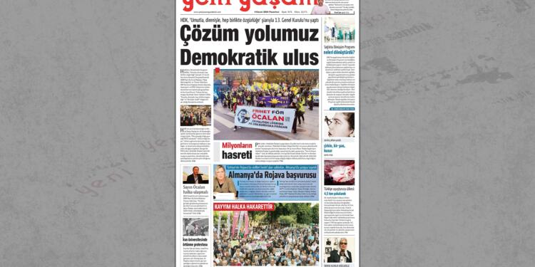 Gazetemizin ‘Çözüm yolumuz Demokratik Ulus’ manşetli sayısına toplatma kararı