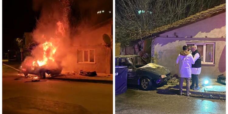 Edirne’de evin duvarına çarpan otomobil yandı: 4 kişi öldü