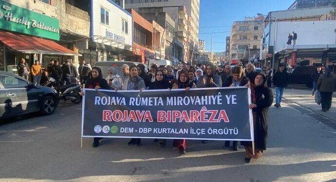 Rojava’ya dönük saldırılar protesto edildi: Mücadele edeceğiz