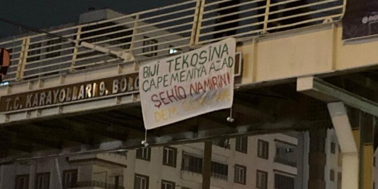 Nazım ve Cihan için Amed’te pankart ve kuşlama