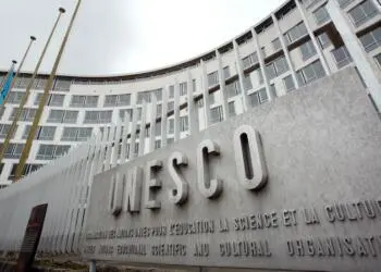 A picture taken on March 30, 2010 in Paris, shows the facade of the United Nations Educational Scientific and Cultural Organisation (UNESCO) headquarters in Paris.   AFP PHOTO LOIC VENANCE (Photo by Loic VENANCE / AFP) (Photo by LOIC VENANCE/AFP via Getty Images)